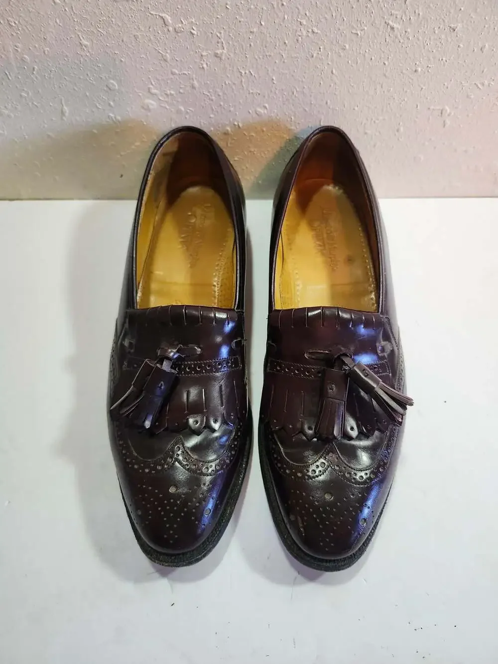 Johnston & Murphy Oxblood Kiltie Tassel Wingtip Brogue Men's 9.5D 61333 Italy